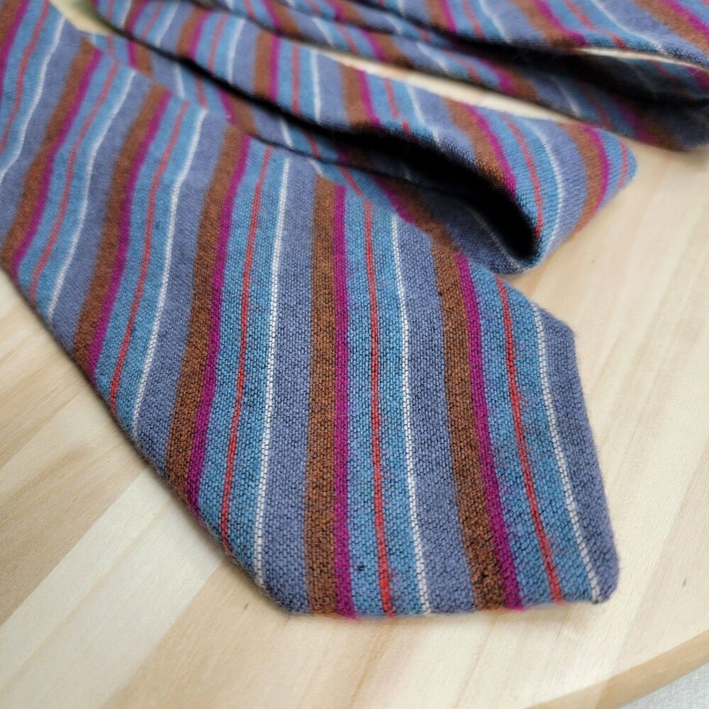Vintage Pierre Balmain Boutique Cashmere Silk Tie Striped Multicolor 1970s 1980s